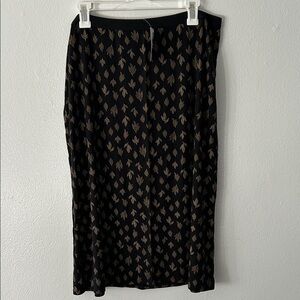 J. Jill Black and Brown Leaf Pattern Pencil Skirt